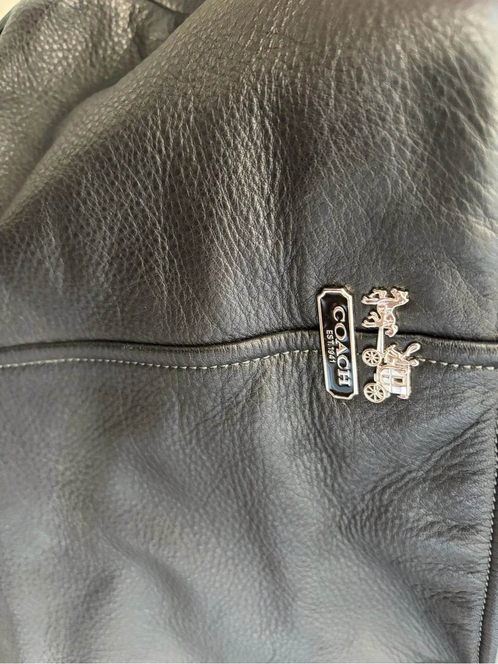 Coach Black Pebble Leather Shoulder Bag
